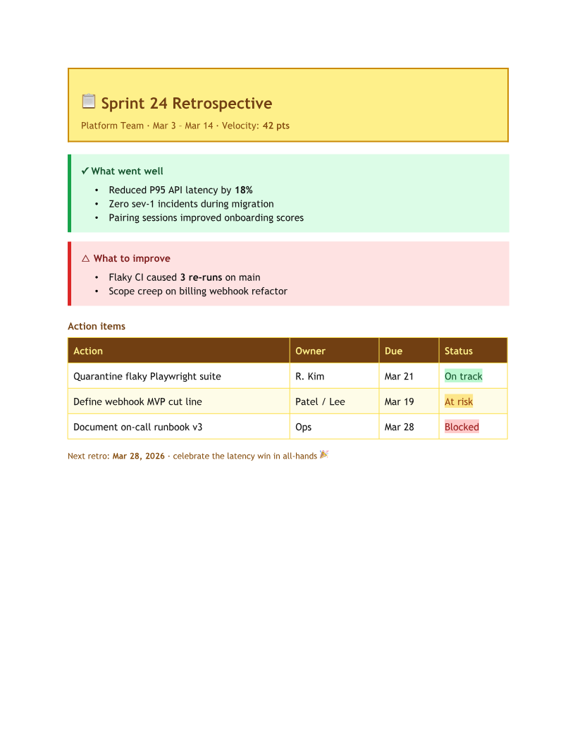 Sprint 24 Retrospective — Platform Team — DOCX preview